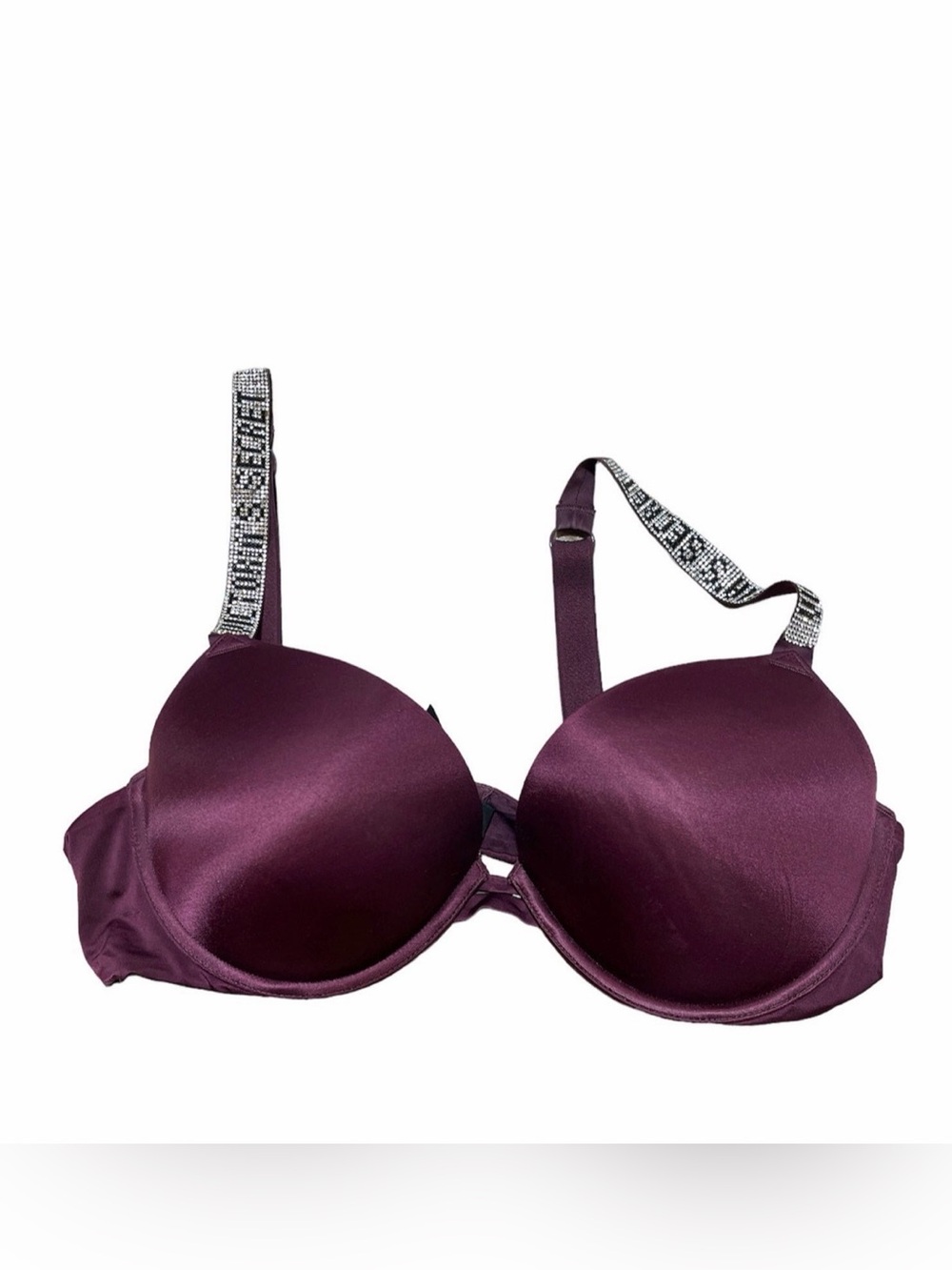 Victoria’s Secret Very Sexy Add 2 Cups Push-Up Bra 38C Plum Satin Bling Strap